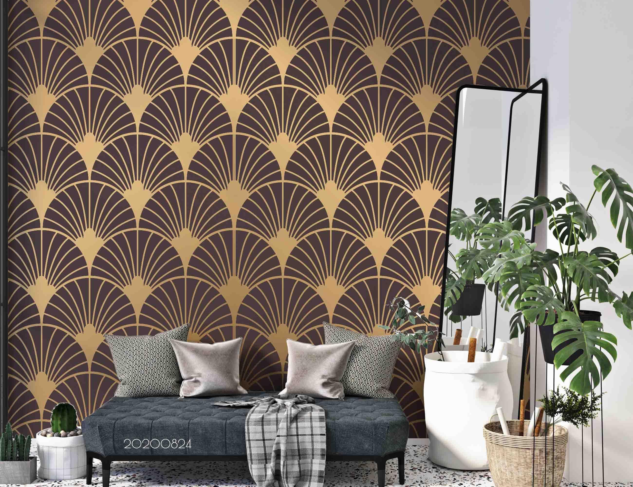 3D Abstract Gold Line Geometry Art Wall Mural Wallpaper 29 LQH- Jess Art Decoration
