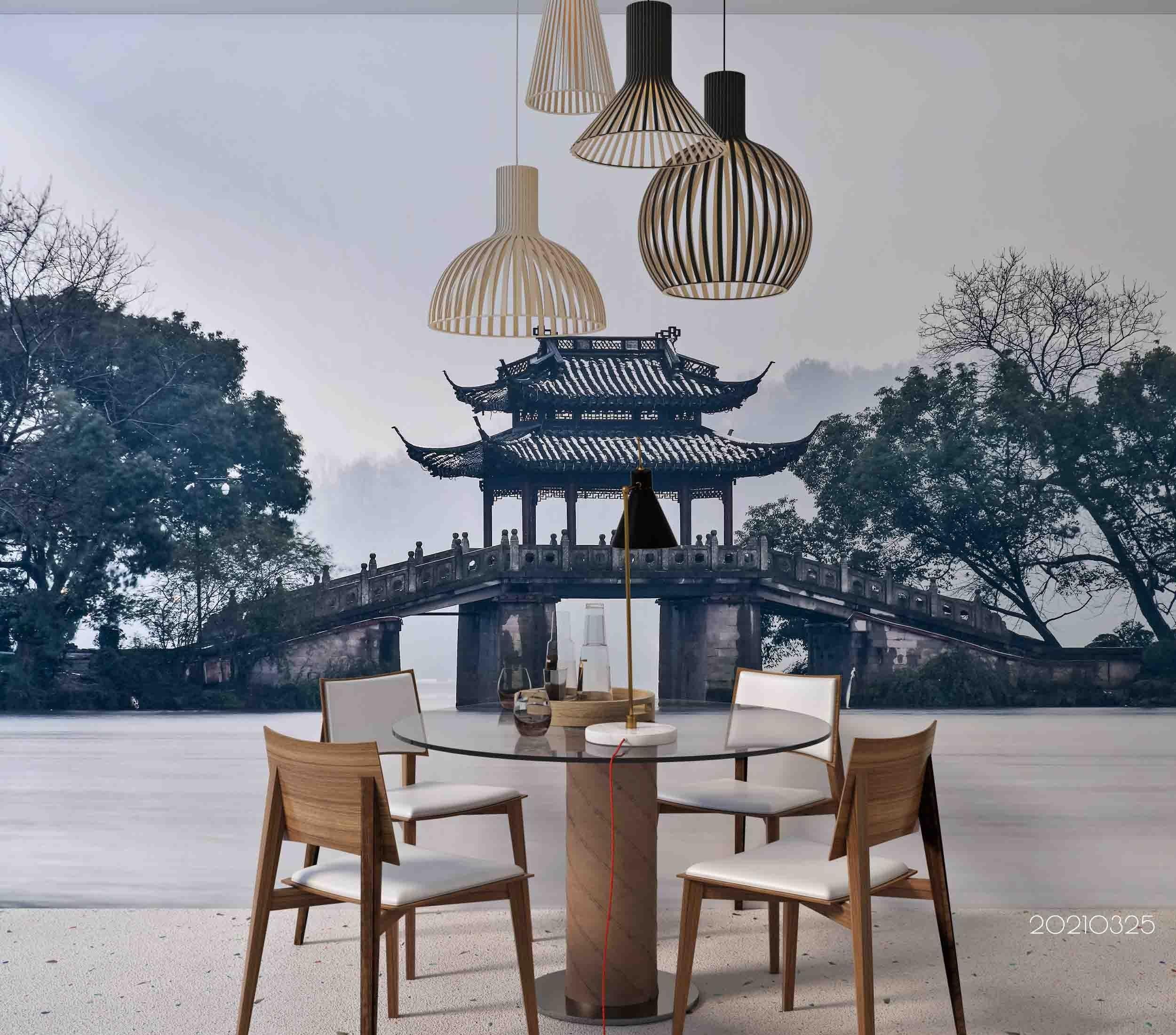 3D Chinese Architecture Landscape Wall Mural Wallpaper LQH 306- Jess Art Decoration