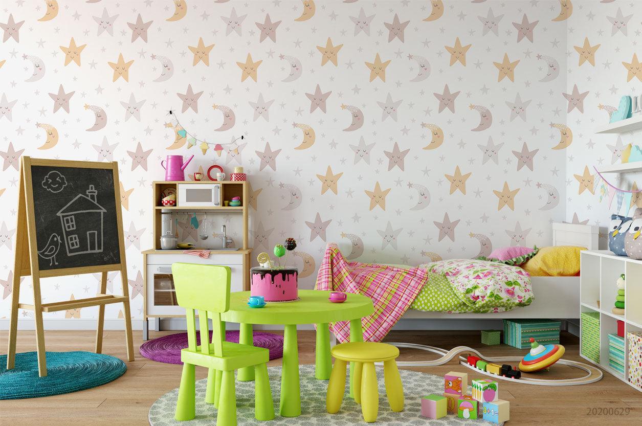 3D Cartoon Moon Star Pattern Wall Mural Wallpaper LXL 308- Jess Art Decoration