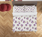 3D White Purple Floral Quilt Cover Set Bedding Set Duvet Cover Pillowcases SF140- Jess Art Decoration