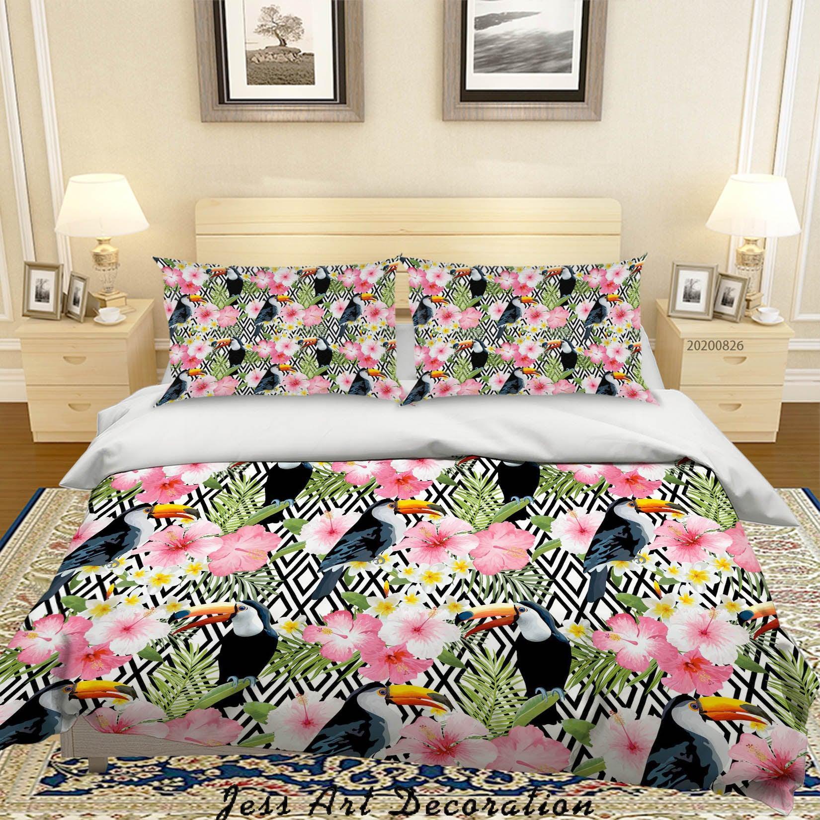 3D Flowers Birds Pattern Quilt Cover Set Bedding Set Duvet Cover Pillowcases WJ 1306- Jess Art Decoration