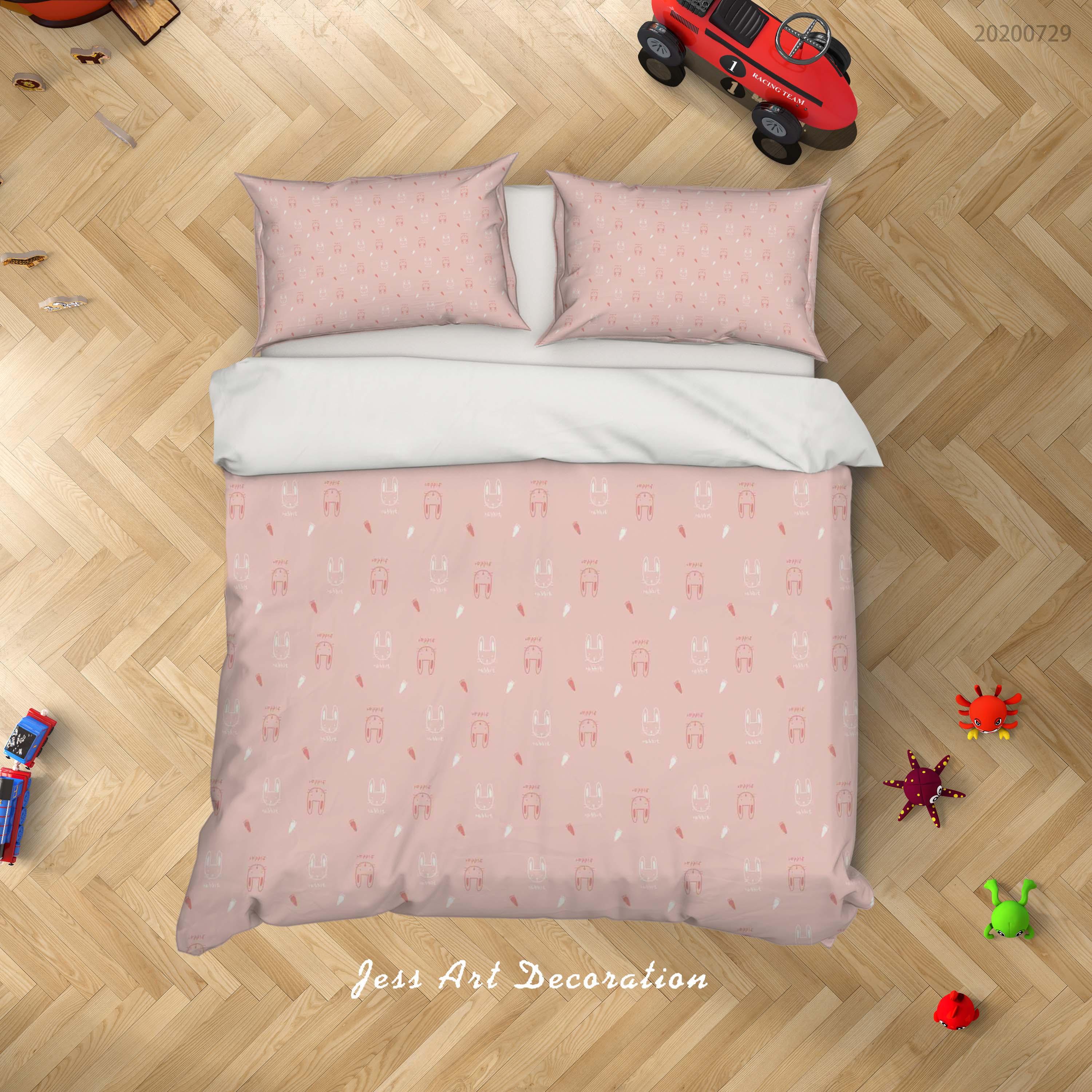 3D Cartoon Pink Animal Quilt Cover Set Bedding Set Duvet Cover Pillowcases LXL 137- Jess Art Decoration