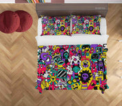 3D Abstract Color Monster Graffiti Quilt Cover Set Bedding Set Duvet Cover Pillowcases 21- Jess Art Decoration