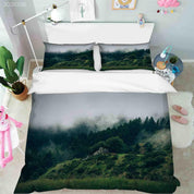 3D Green Forest Fog Landscape Quilt Cover Set Bedding Set Duvet Cover Pillowcases 153- Jess Art Decoration