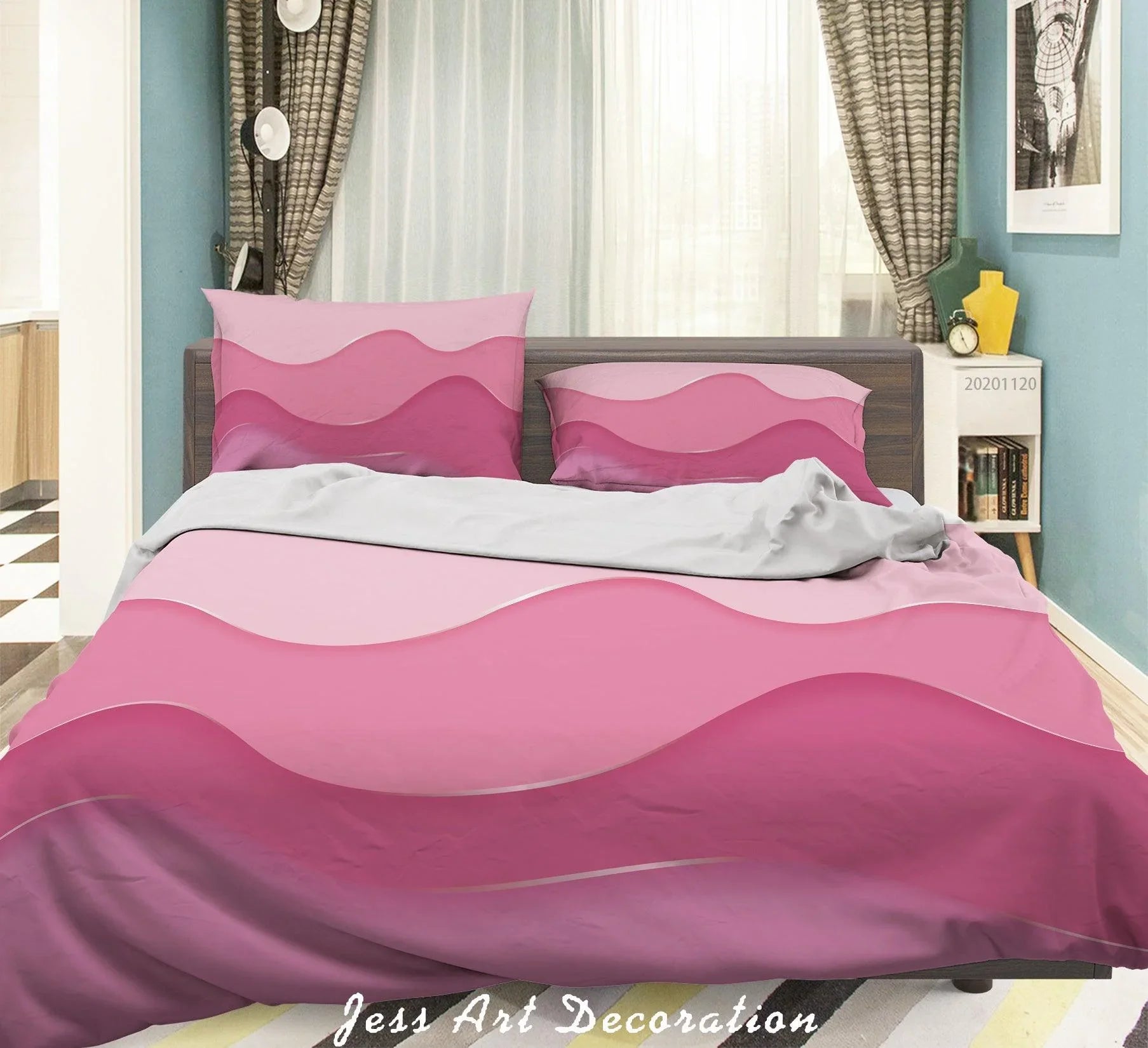 3D Abstract Pink Quilt Cover Set Bedding Set Duvet Cover Pillowcases LXL- Jess Art Decoration