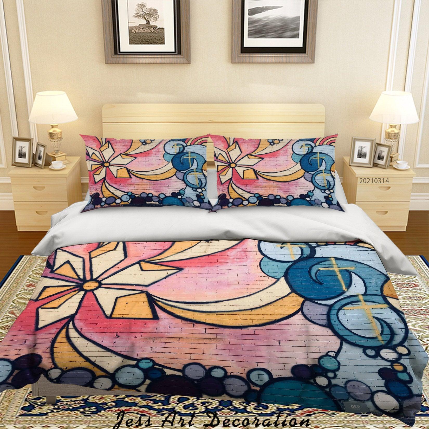 3D Abstract Color Graffiti Quilt Cover Set Bedding Set Duvet Cover Pillowcases 184- Jess Art Decoration