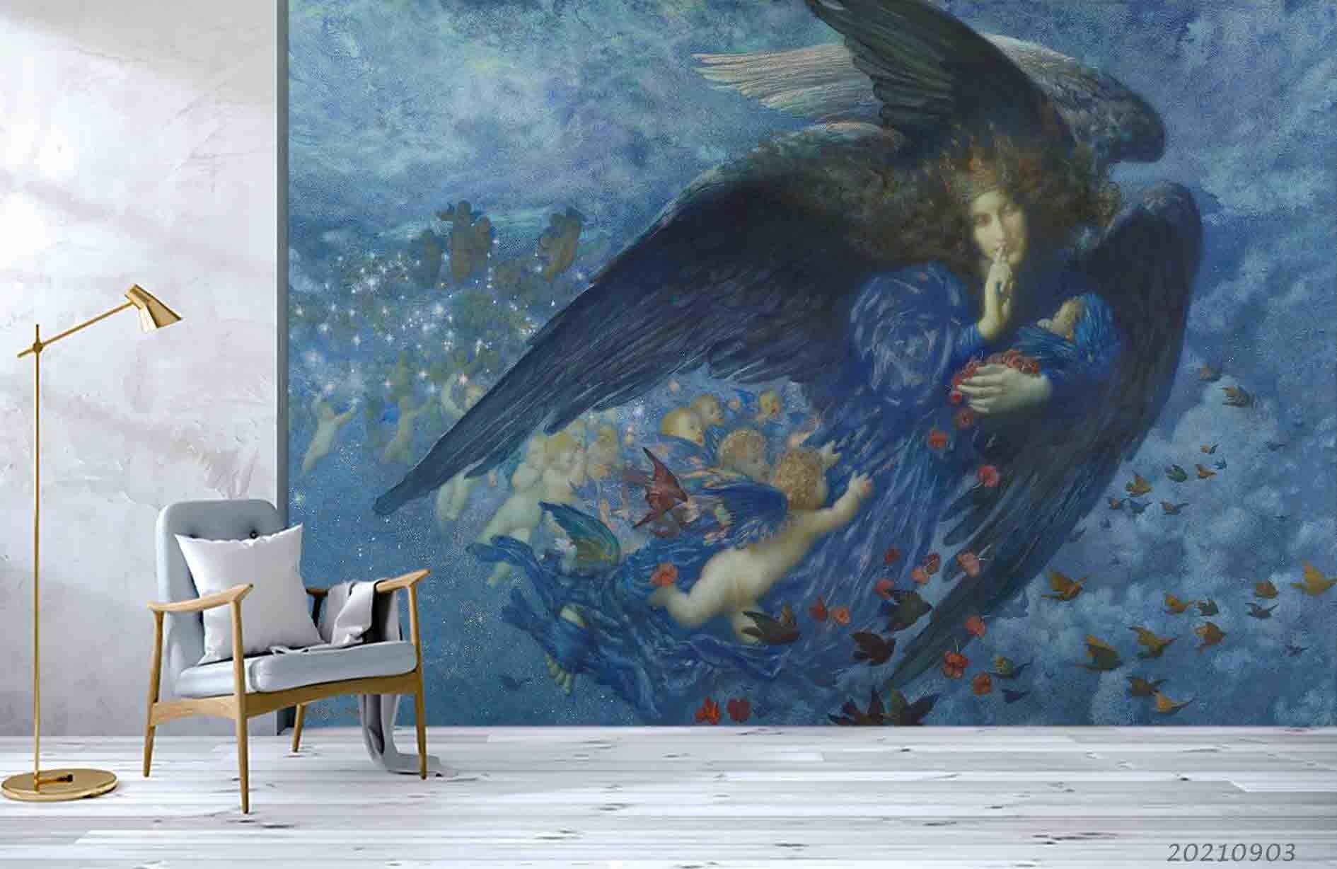 3D Angel Art Oil Painting Wall Mural Wallpaper LQH 125- Jess Art Decoration