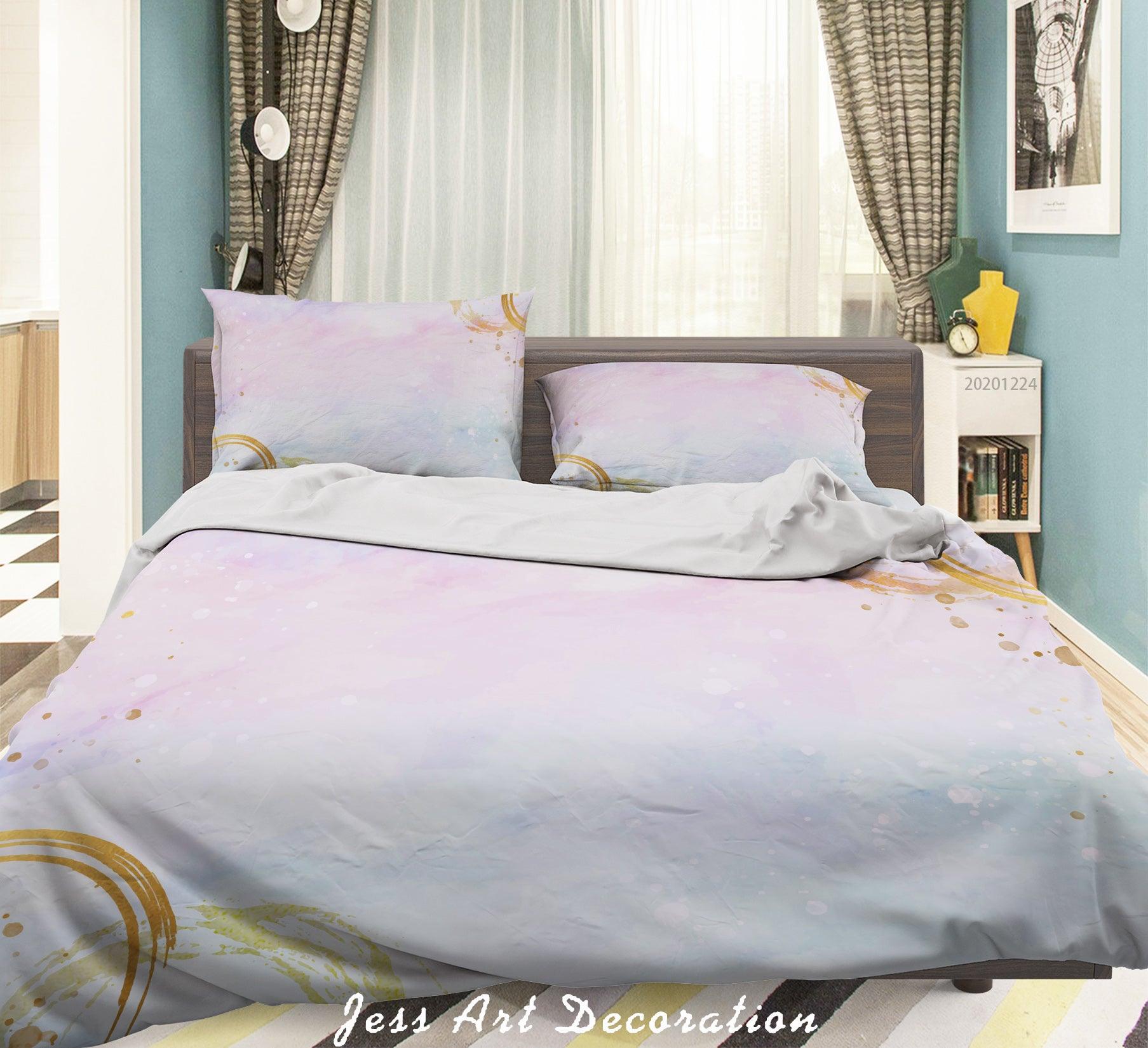 3D Watercolor Golden Leaf Quilt Cover Set Bedding Set Duvet Cover Pillowcases 167 LQH- Jess Art Decoration
