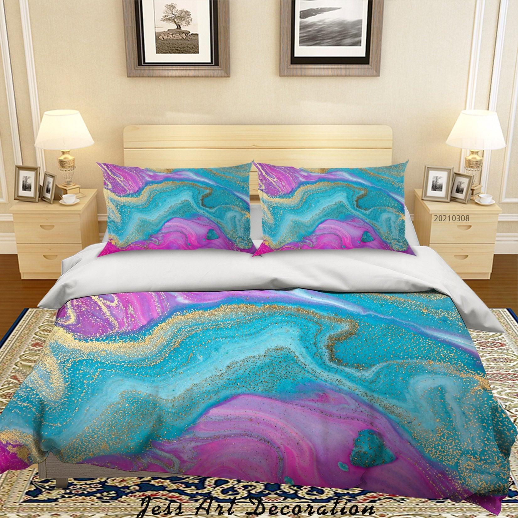 3D Watercolor Color Marble Quilt Cover Set Bedding Set Duvet Cover Pillowcases 276- Jess Art Decoration