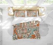 3D Abstract Colorful Alphabet Graffiti Quilt Cover Set Bedding Set Duvet Cover Pillowcases 67- Jess Art Decoration