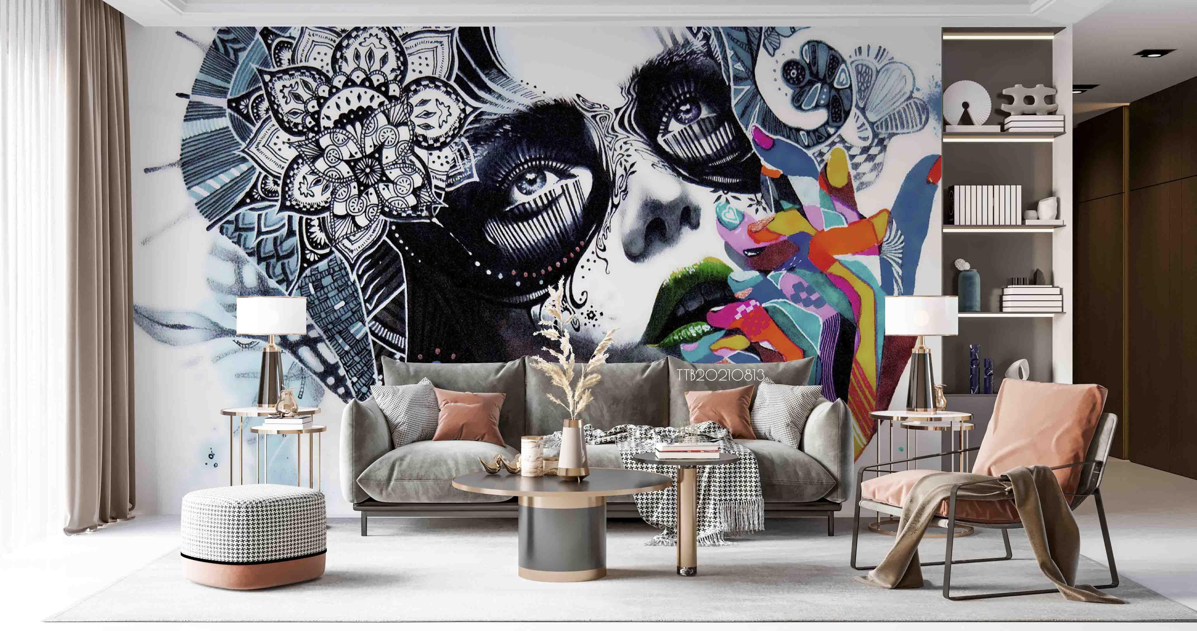 3D Graffiti Abstract Woman Wall Mural Wallpaper 5122- Jess Art Decoration