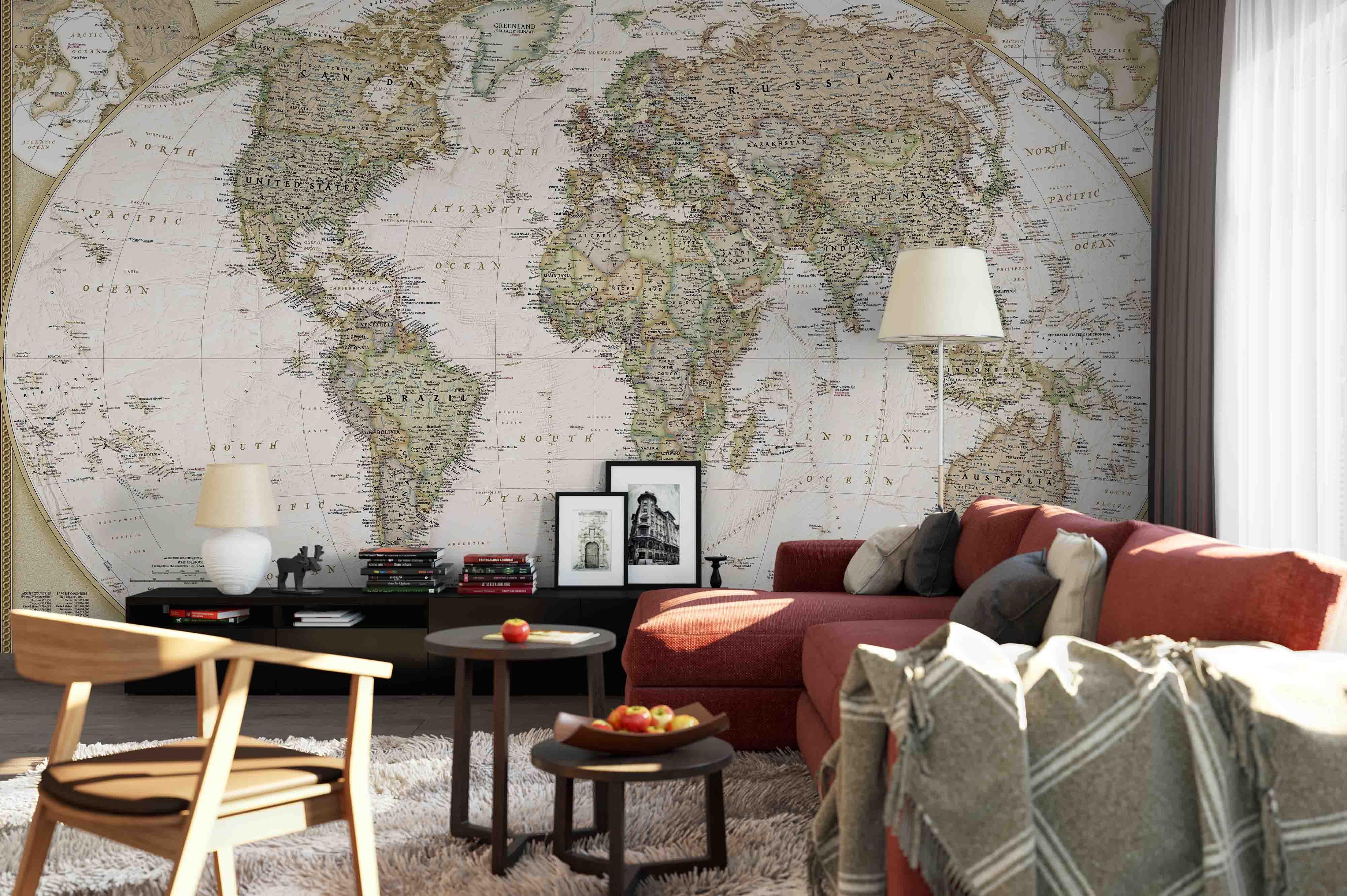 3D Oval World Map Wall Mural Wallpaper GD 1770- Jess Art Decoration