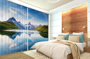 3D Mountain Lake Scenery Curtains and Drapes LQH A387- Jess Art Decoration