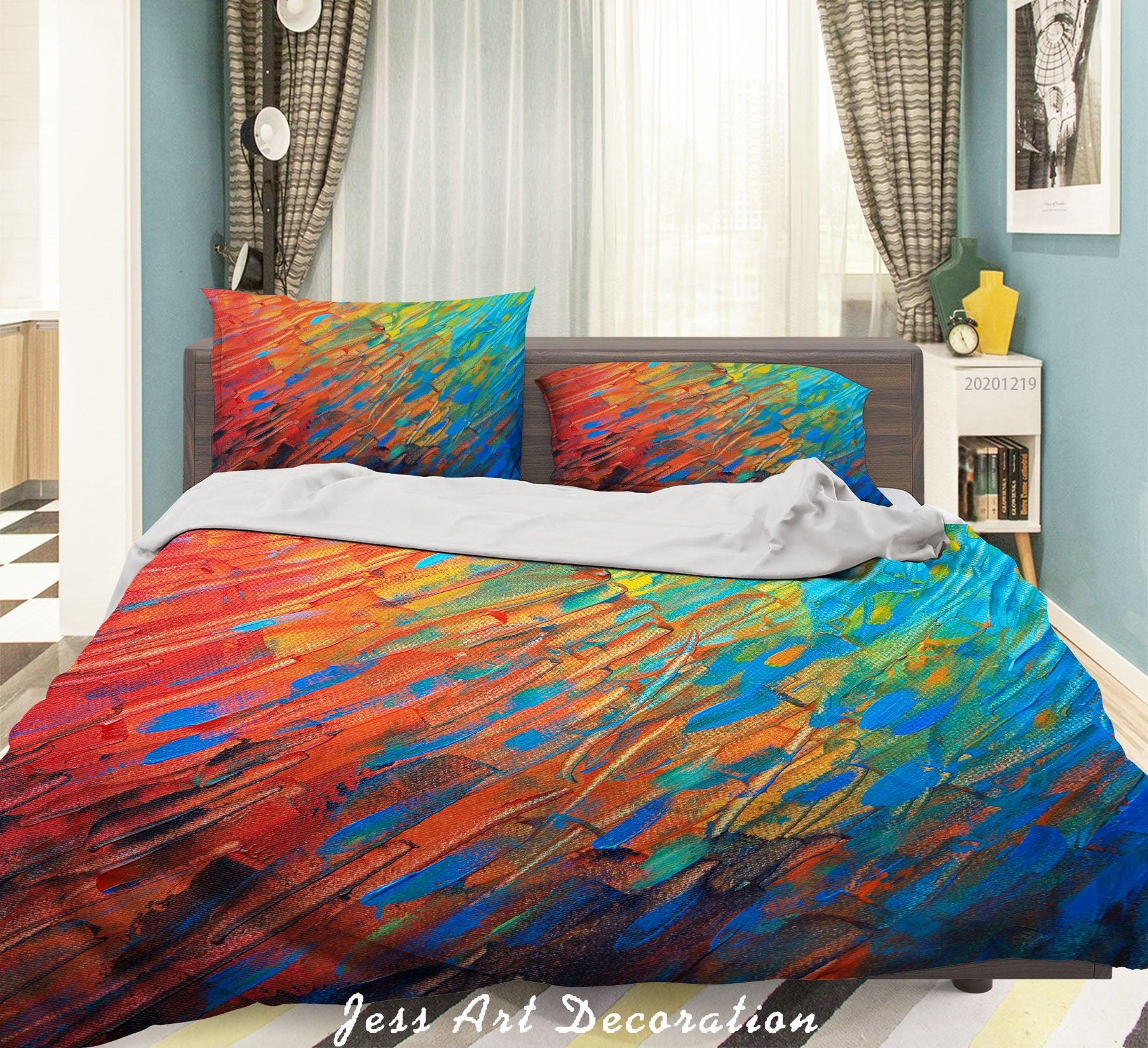 3D Abstract Color Oil Painting Quilt Cover Set Bedding Set Duvet Cover Pillowcases 69- Jess Art Decoration