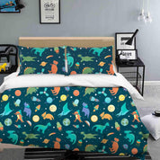 3D Cute Dinosaurs Space Funny Pattern Quilt Cover Set Bedding Set Duvet Cover Pillowcases WJ 1858- Jess Art Decoration