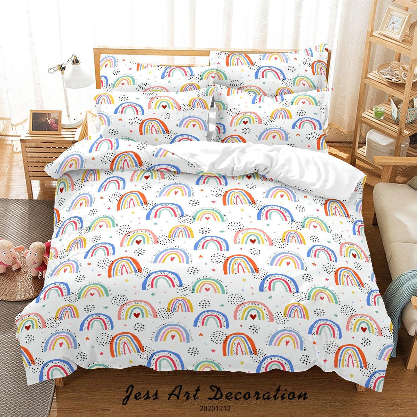 3D Hand Drawn Colorful Rainbow Heart Pattern Quilt Cover Set Bedding Set Duvet Cover Pillowcases LXL- Jess Art Decoration