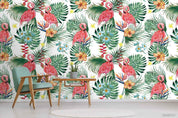 3D Oil Painting Flamingo Colorful Floral Plant Wall Mural Wallpaper LXL 484- Jess Art Decoration