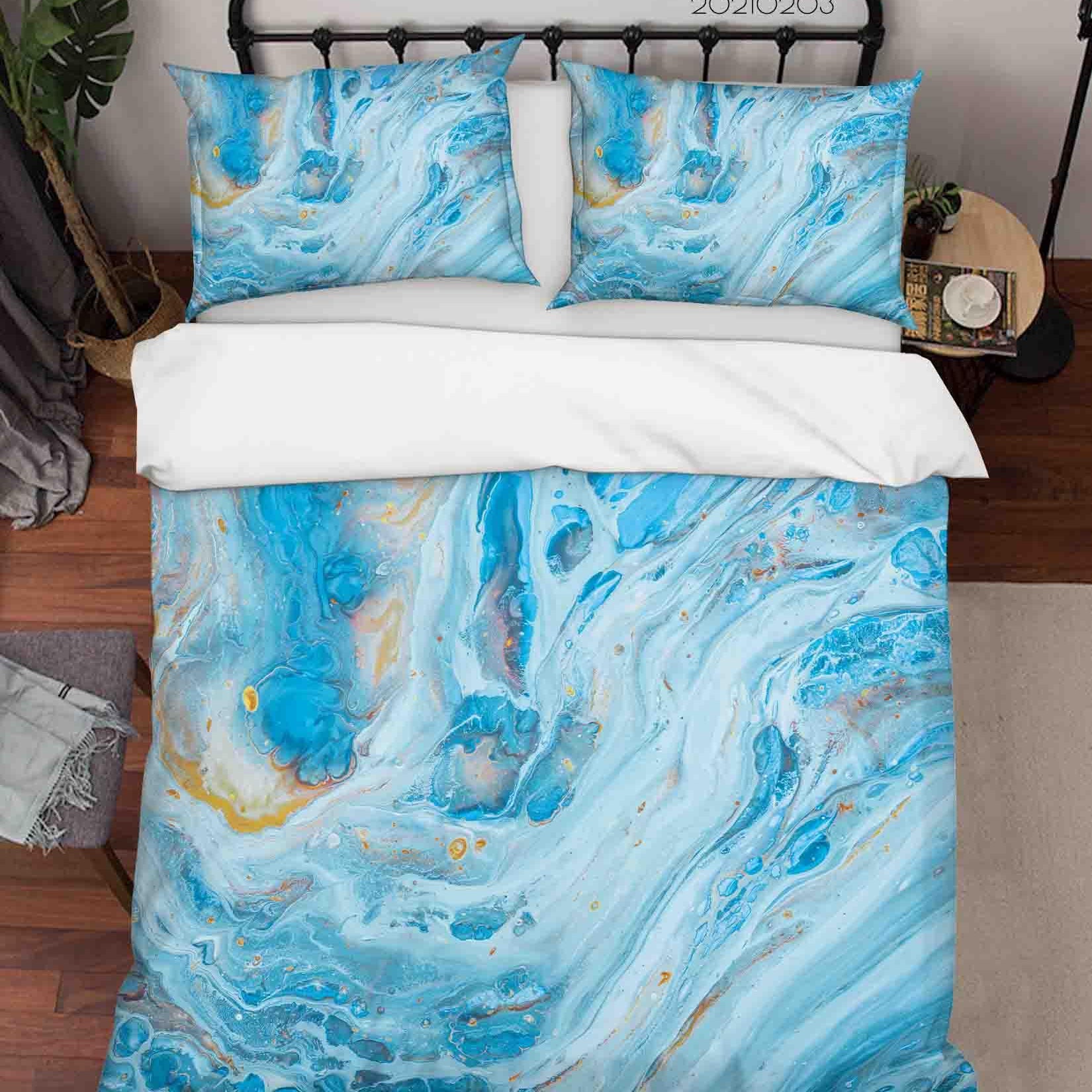 3D Abstract Blue Marble Texture Quilt Cover Set Bedding Set Duvet Cover Pillowcases 77- Jess Art Decoration