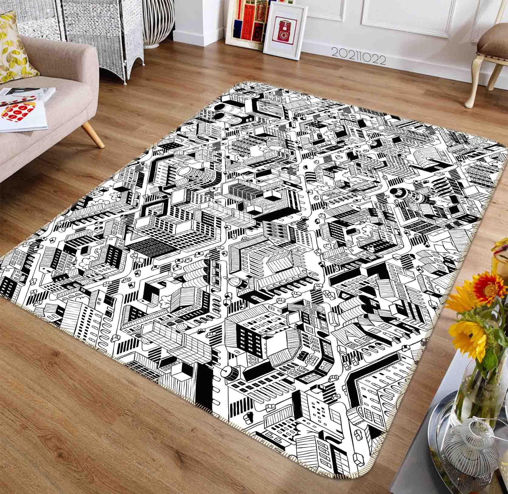 3D City Building Graffiti Non-Slip Rug Mat 105- Jess Art Decoration