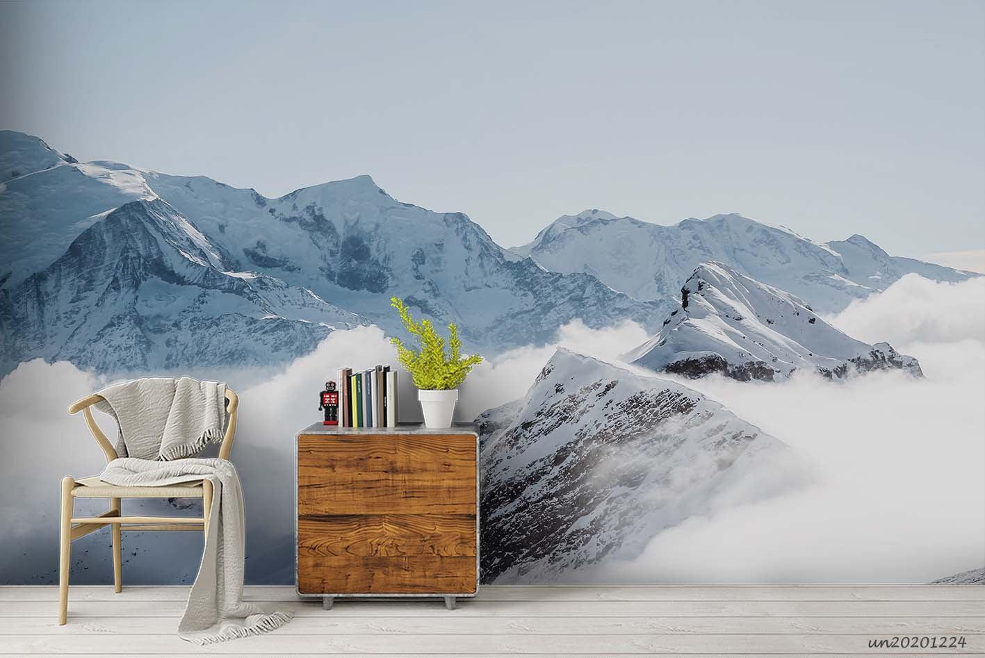 3D Sky Snow Mountain White Cloud Wall Building Wall Mural Wallpaper LQH 786- Jess Art Decoration