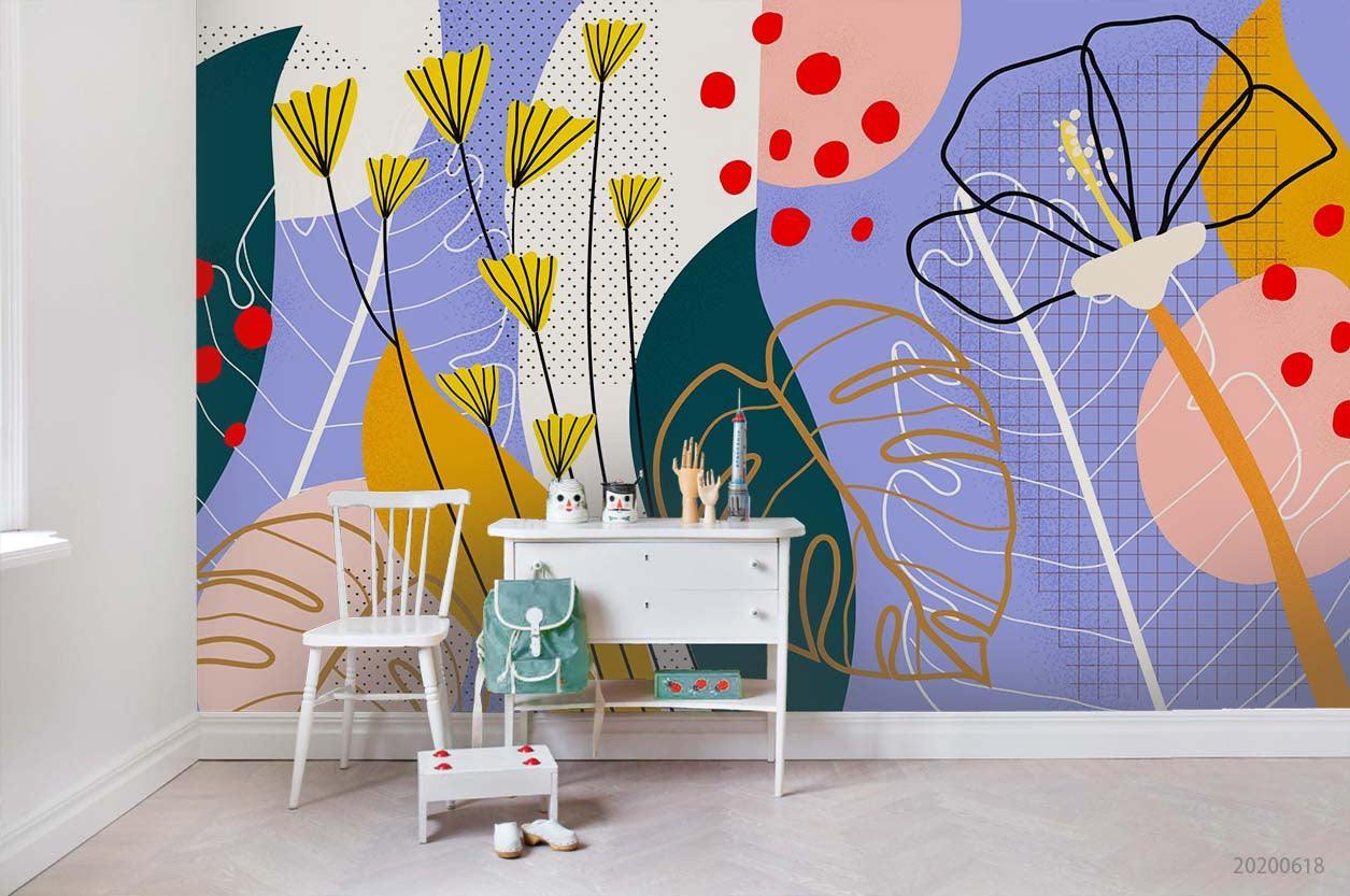 3D Abstract Colored Leaves Wall Mural Wallpaper A140 LQH- Jess Art Decoration