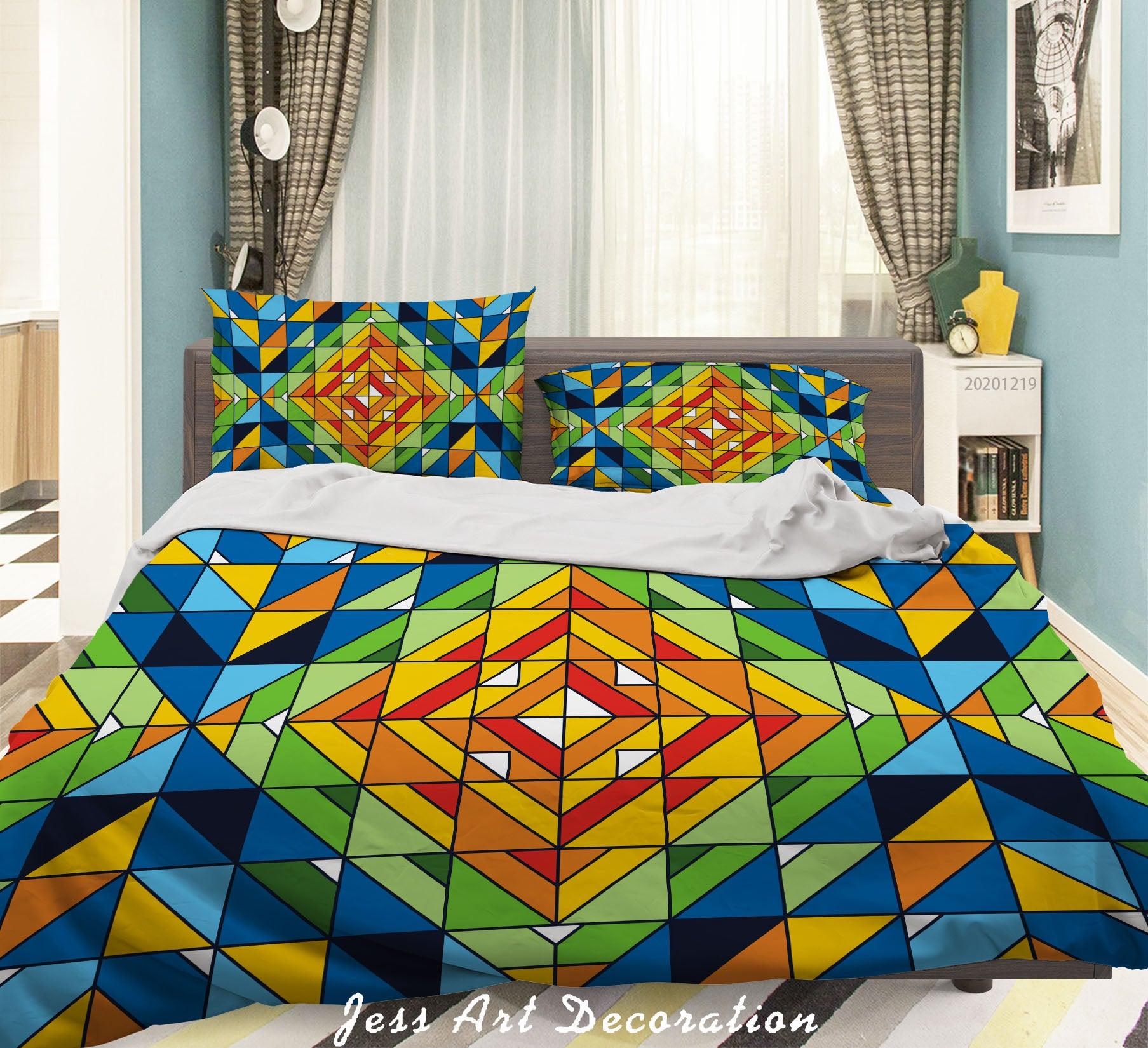 3D Abstract Geometric Pattern Quilt Cover Set Bedding Set Duvet Cover Pillowcases 28- Jess Art Decoration