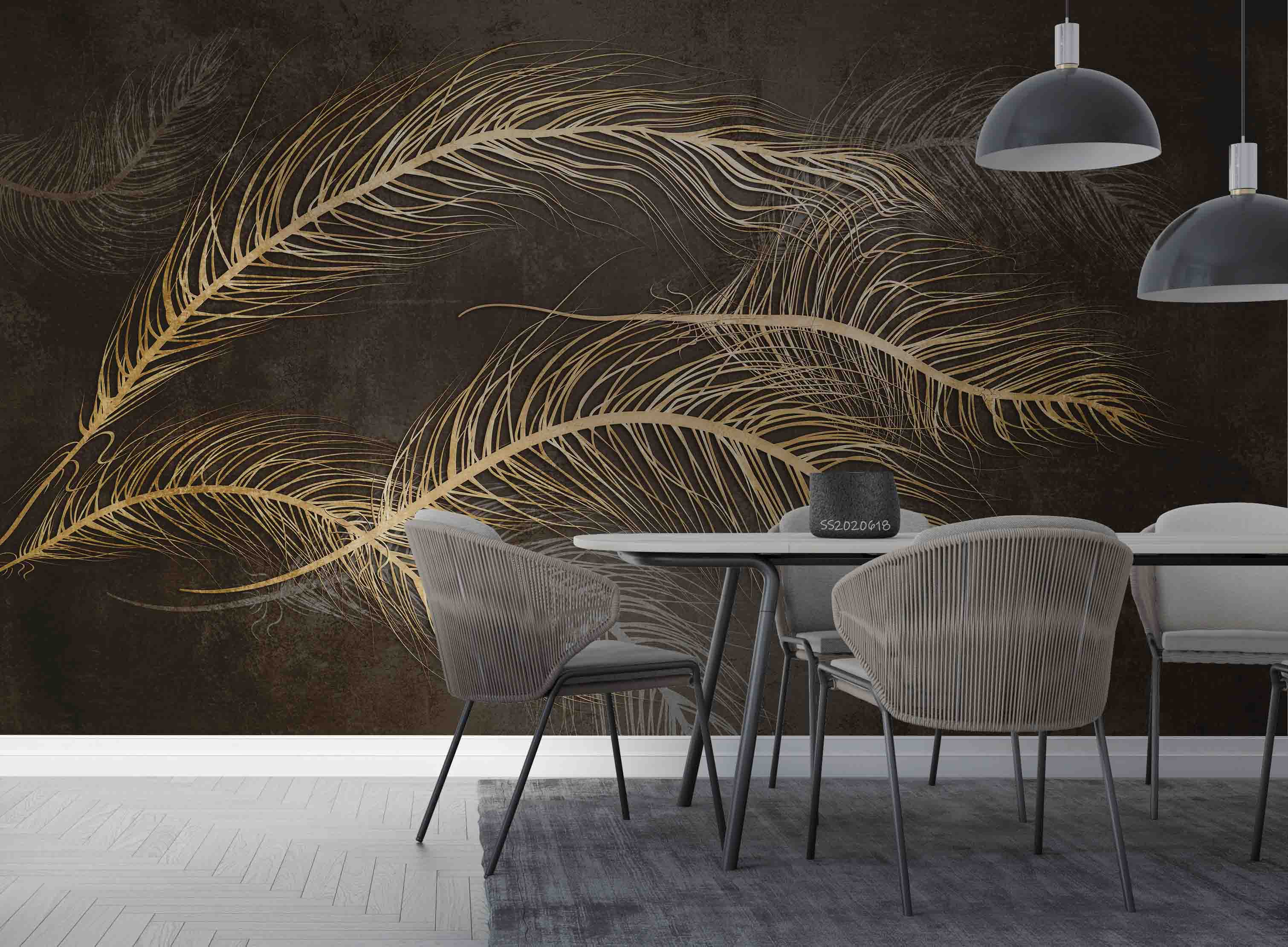 3D Vintage Feather Pattern Wall Mural Wallpaper GD 818- Jess Art Decoration