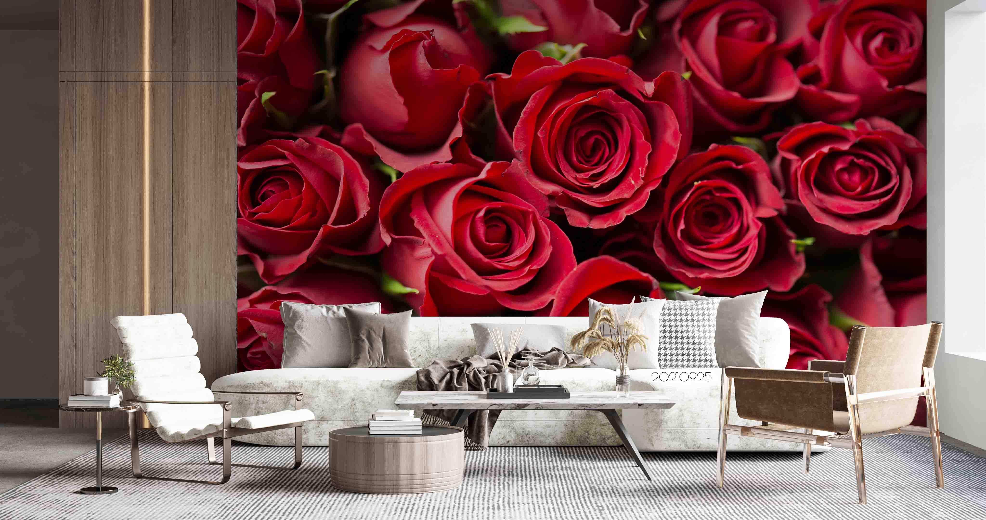 3D Red Rose Floral Wall Mural Wallpaper LQH 333- Jess Art Decoration