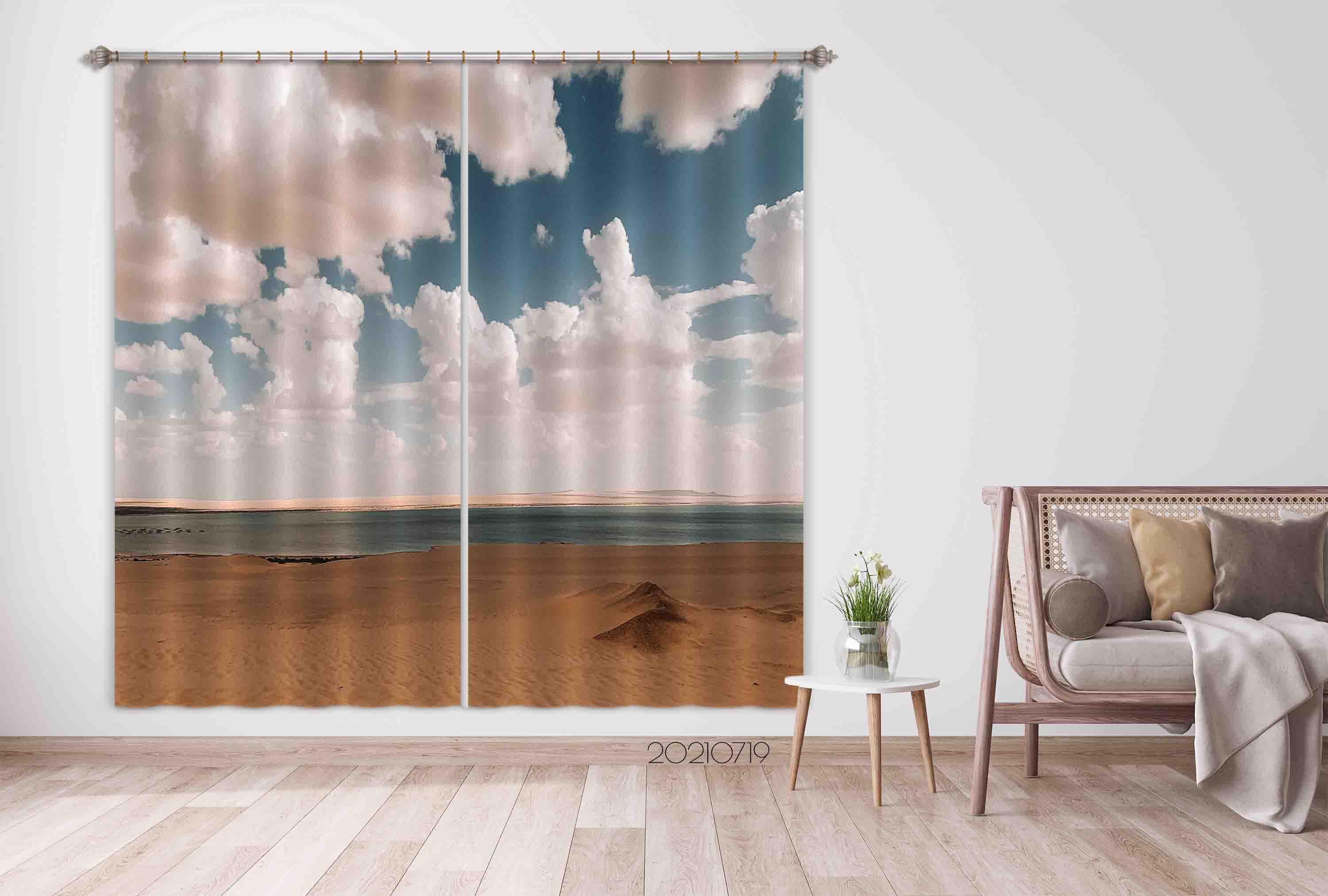 3D Sky Cloud Beach Nature Landscape Curtains and Drapes LQH 106- Jess Art Decoration