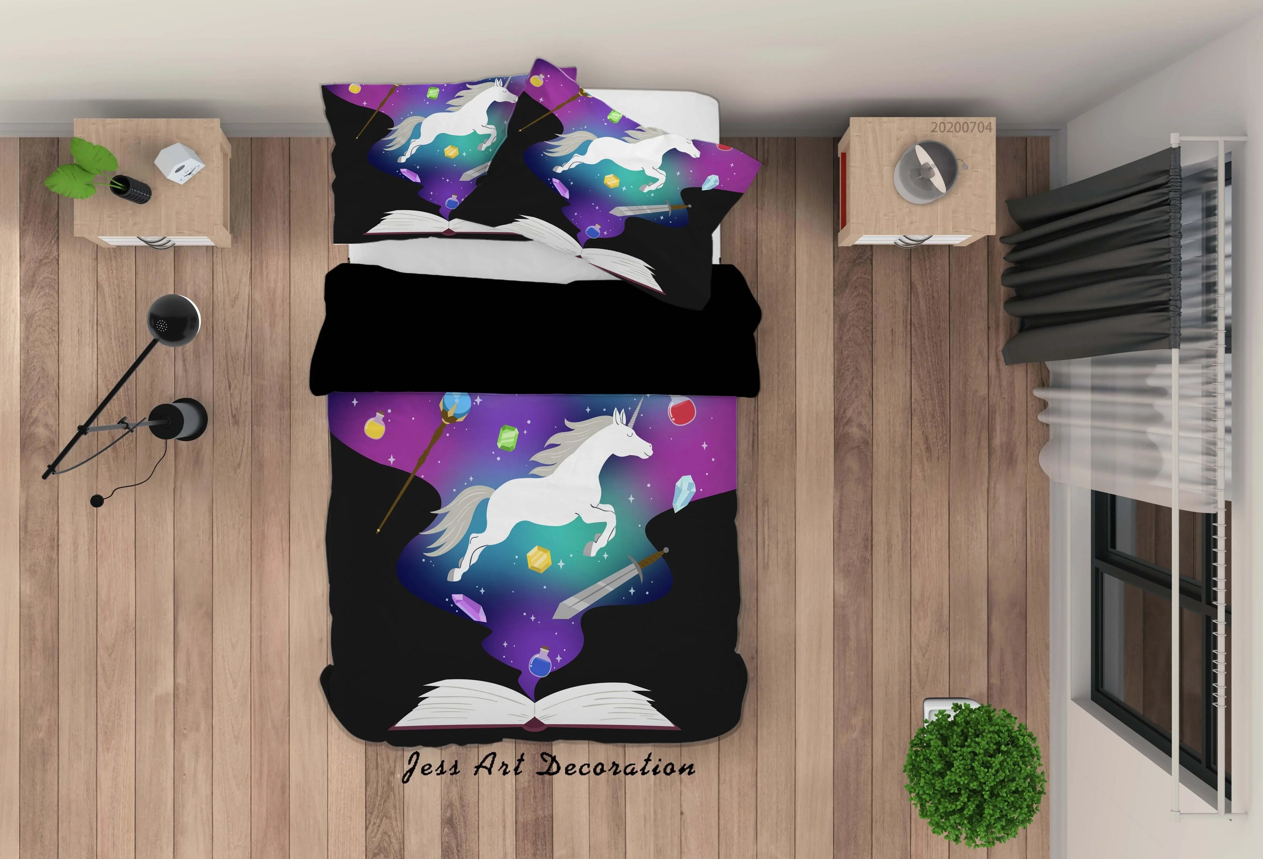 3D Books Unicorn Quilt Cover Set Bedding Set Duvet Cover Pillowcases SF171- Jess Art Decoration