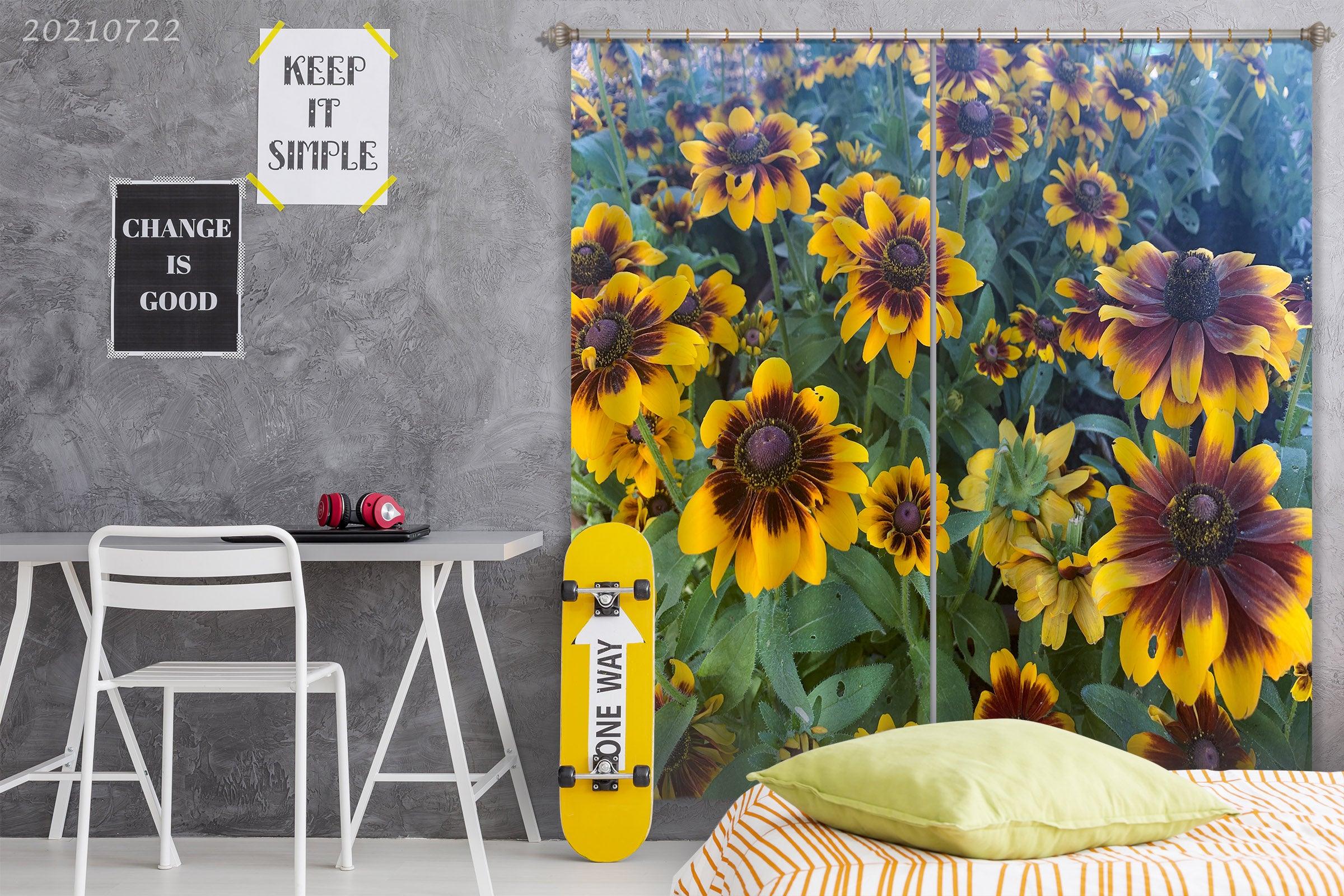 3D Yellow Floral Leaves Curtains and Drapes LQH 211- Jess Art Decoration