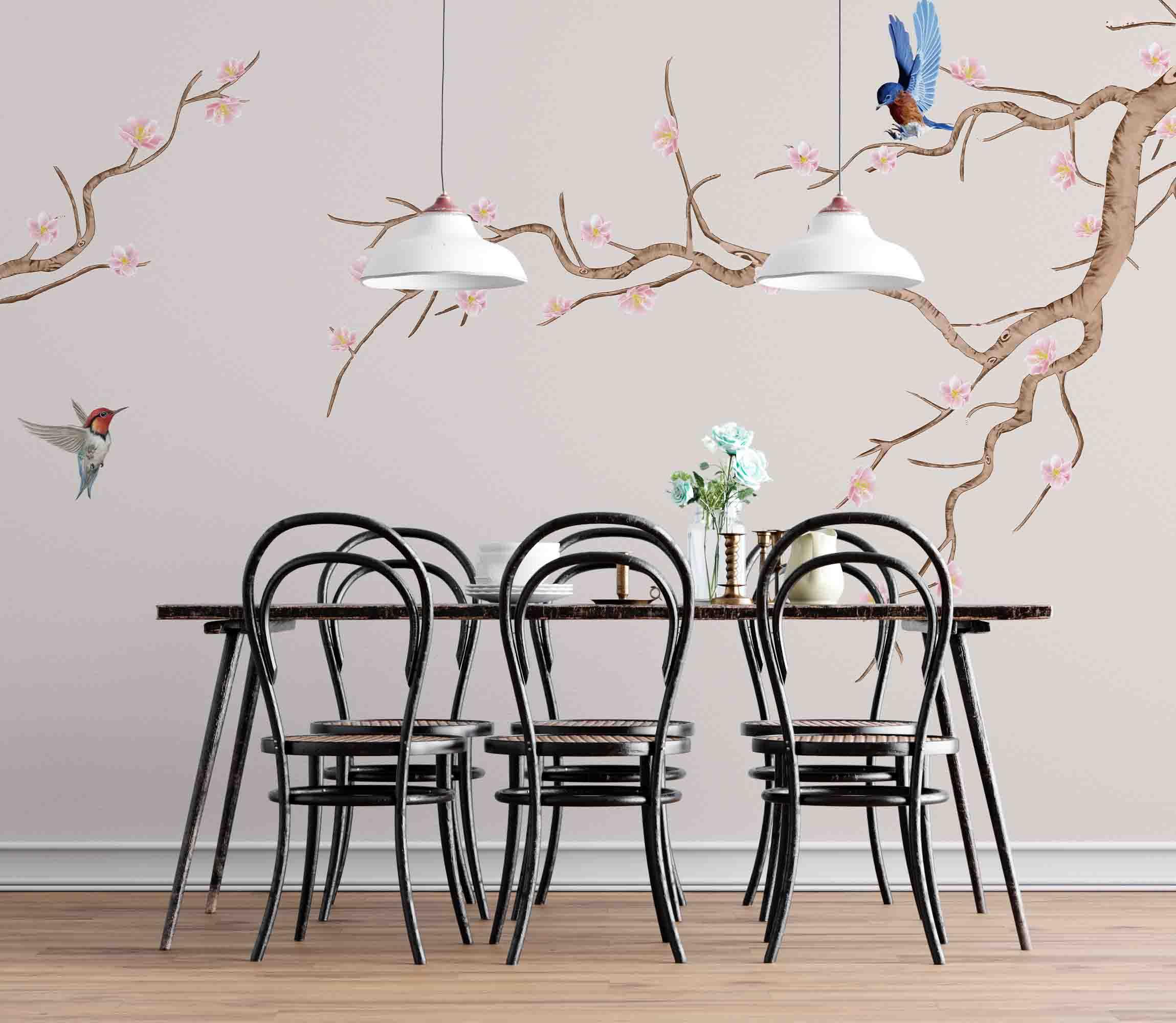 3D Hand Draw Branch Birds Wall Mural Wallpaper sww  56- Jess Art Decoration