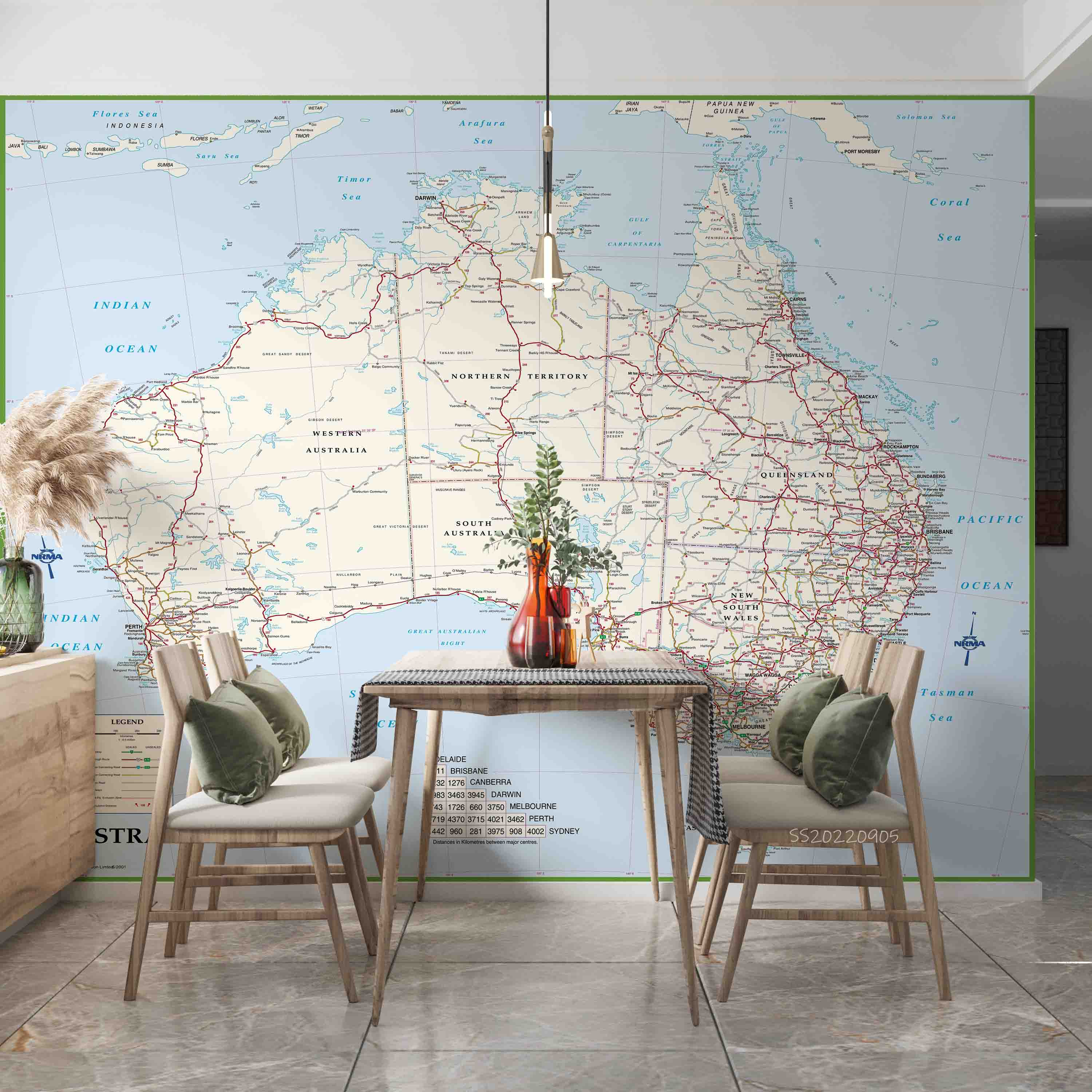 3D Detailed Australia Road Map Wall Mural Wallpaper GD 2584- Jess Art Decoration