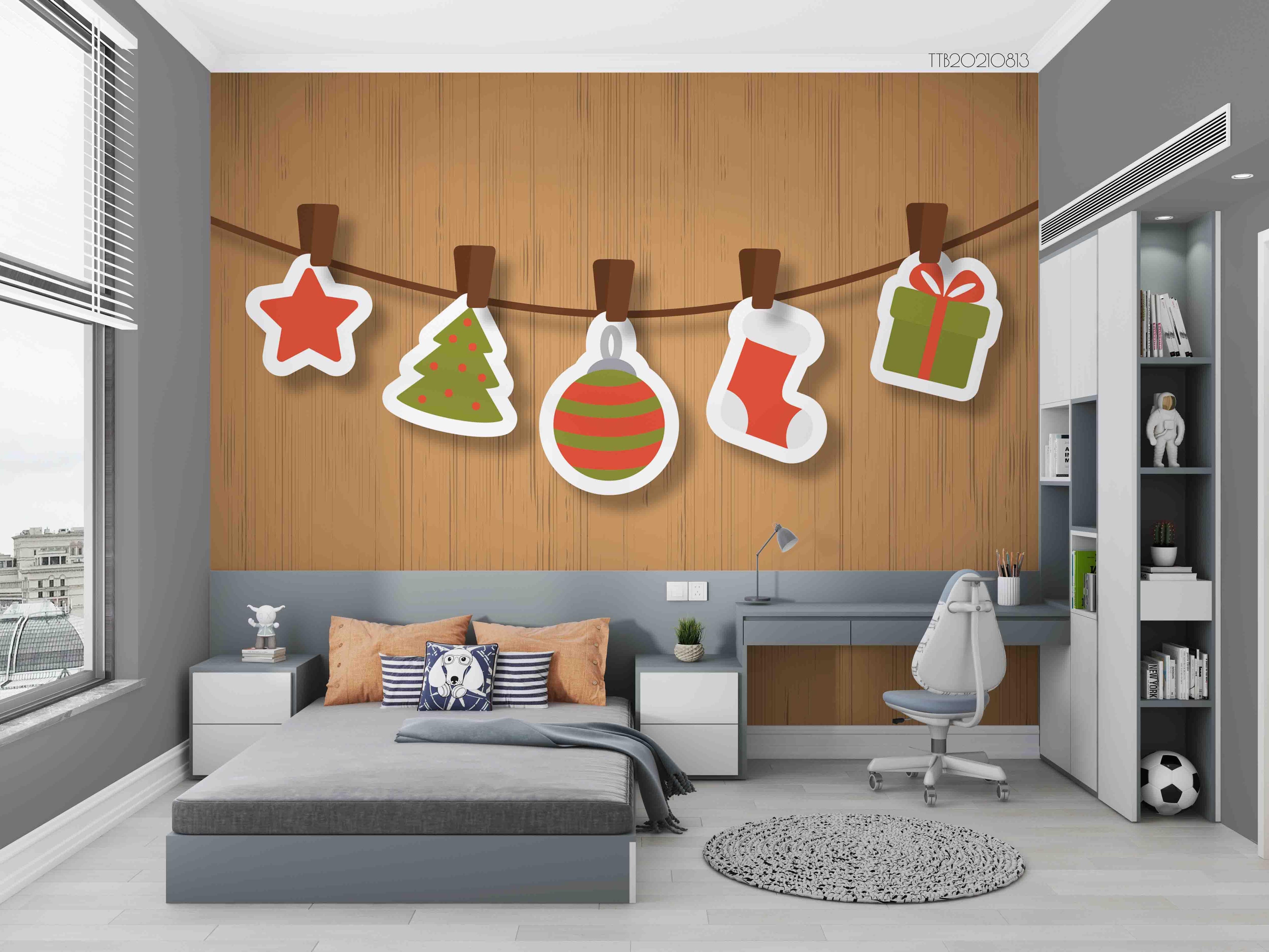 3D Cartoon Christmas Decorate Wall Mural Wallpaper SWW5147- Jess Art Decoration