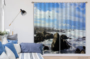 3D Landscape Sea Coast Reef Wave Curtains and Drapes GD 3068- Jess Art Decoration