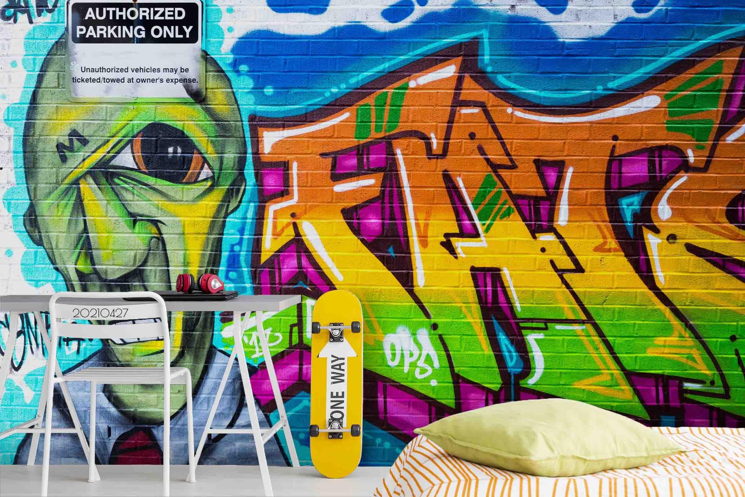3D Abstract Colored Street Graffiti Wall Mural Wallpaper LQH 100- Jess Art Decoration