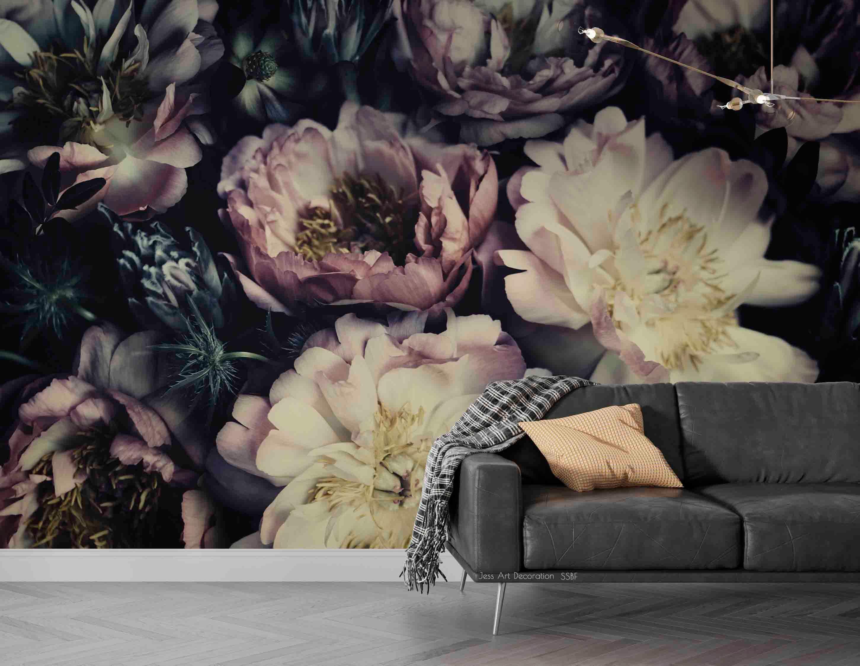 3D Vintage Watercolor Baroque Art Blooming Peony Background Wall Mural Wallpaper GD 3578- Jess Art Decoration