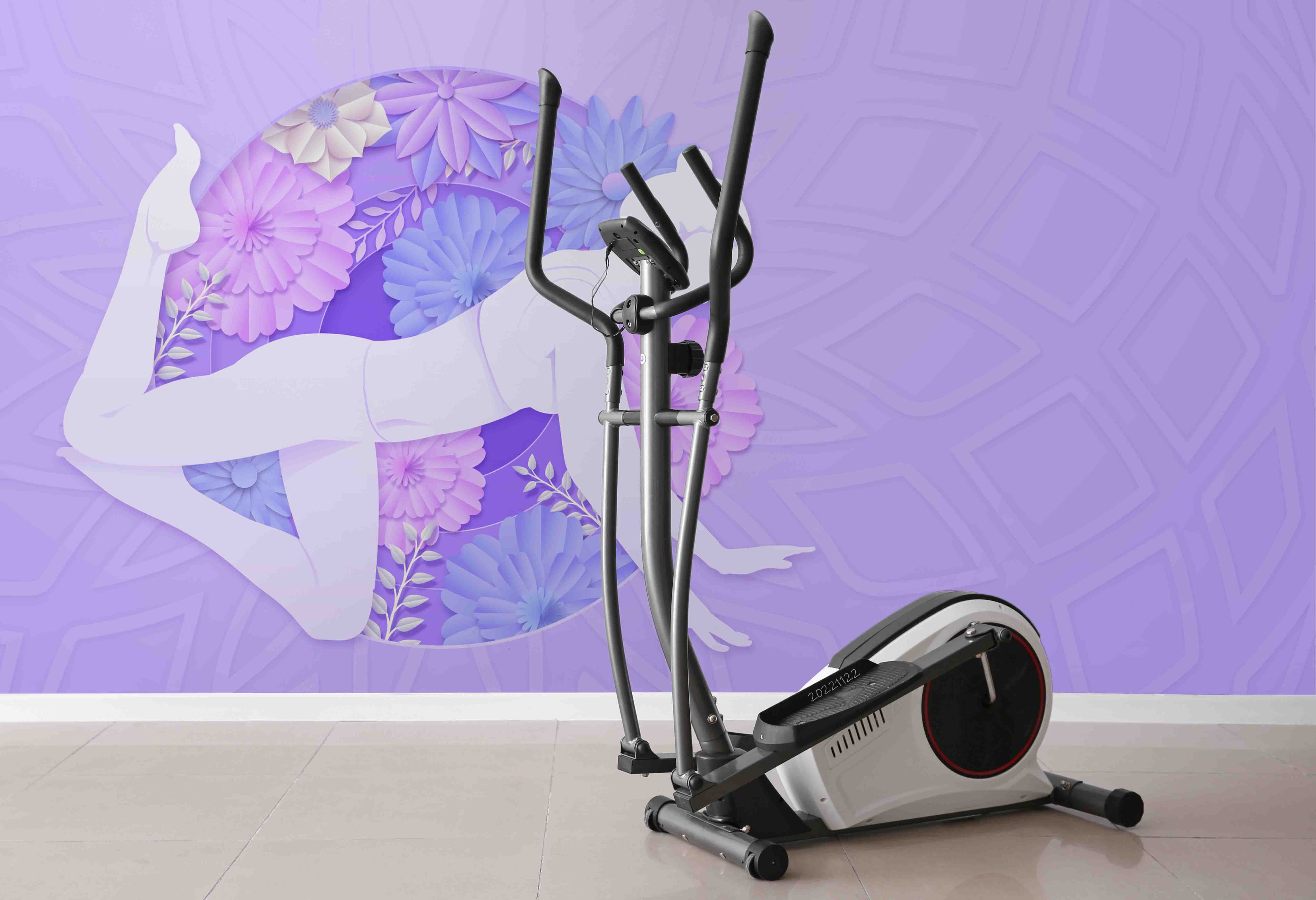 3D Yoga Lifestyle Floral Purple Background Wall Mural Wallpaper GD 2518- Jess Art Decoration