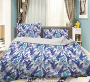3D Blue Leaves Pattern Quilt Cover Set Bedding Set Duvet Cover Pillowcases WJ 1411- Jess Art Decoration