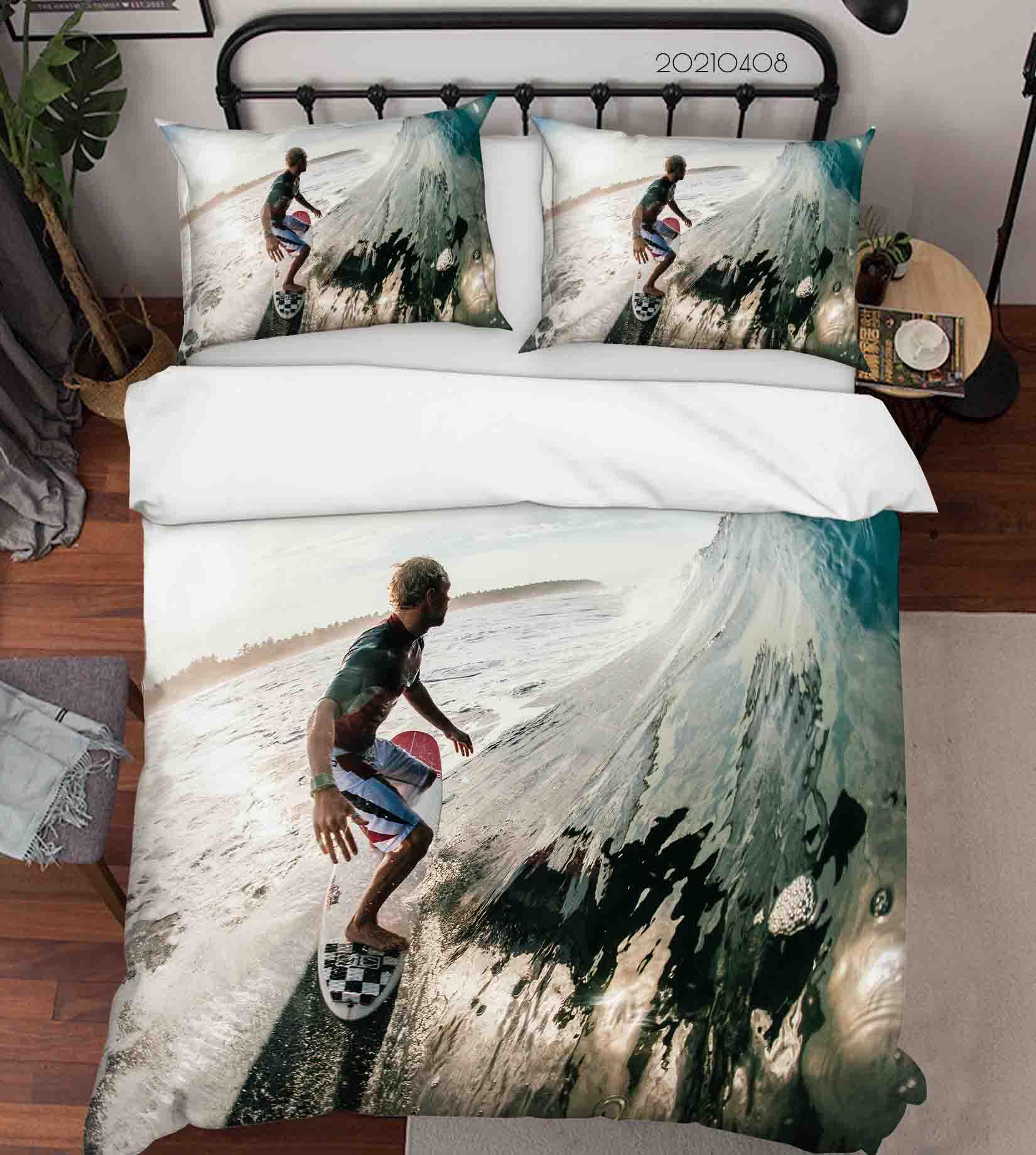 3D Ocean Wave Surfing Quilt Cover Set Bedding Set Duvet Cover Pillowcases 17- Jess Art Decoration