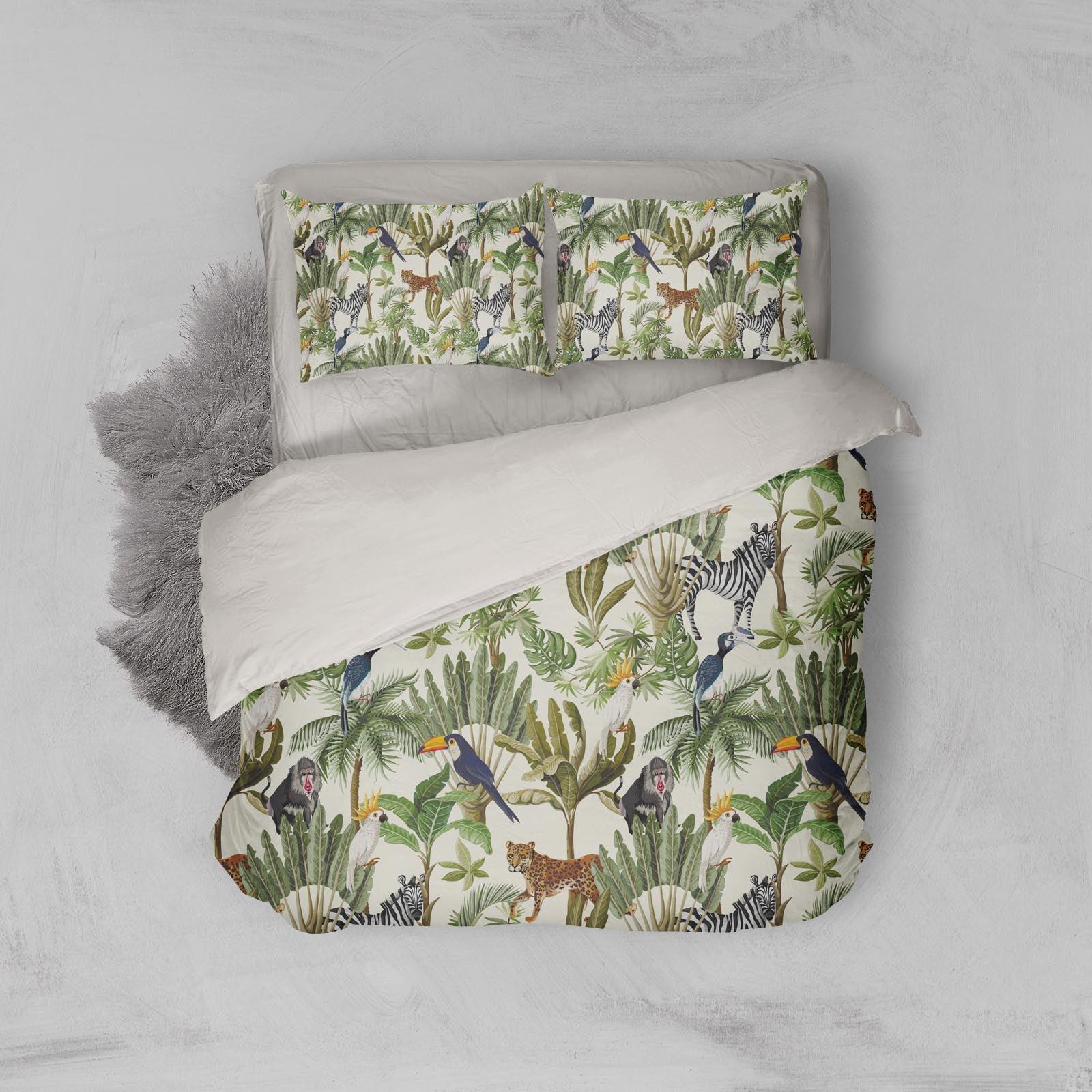 3D Tropical Jungle Animals Quilt Cover Set Bedding Set Pillowcases 176- Jess Art Decoration
