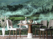 3D Green Hill Forest Grass Fog Wall Mural Wallpaper SF66- Jess Art Decoration