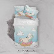 3D Blue Unicorn Quilt Cover Set Bedding Set Duvet Cover Pillowcases SF- Jess Art Decoration