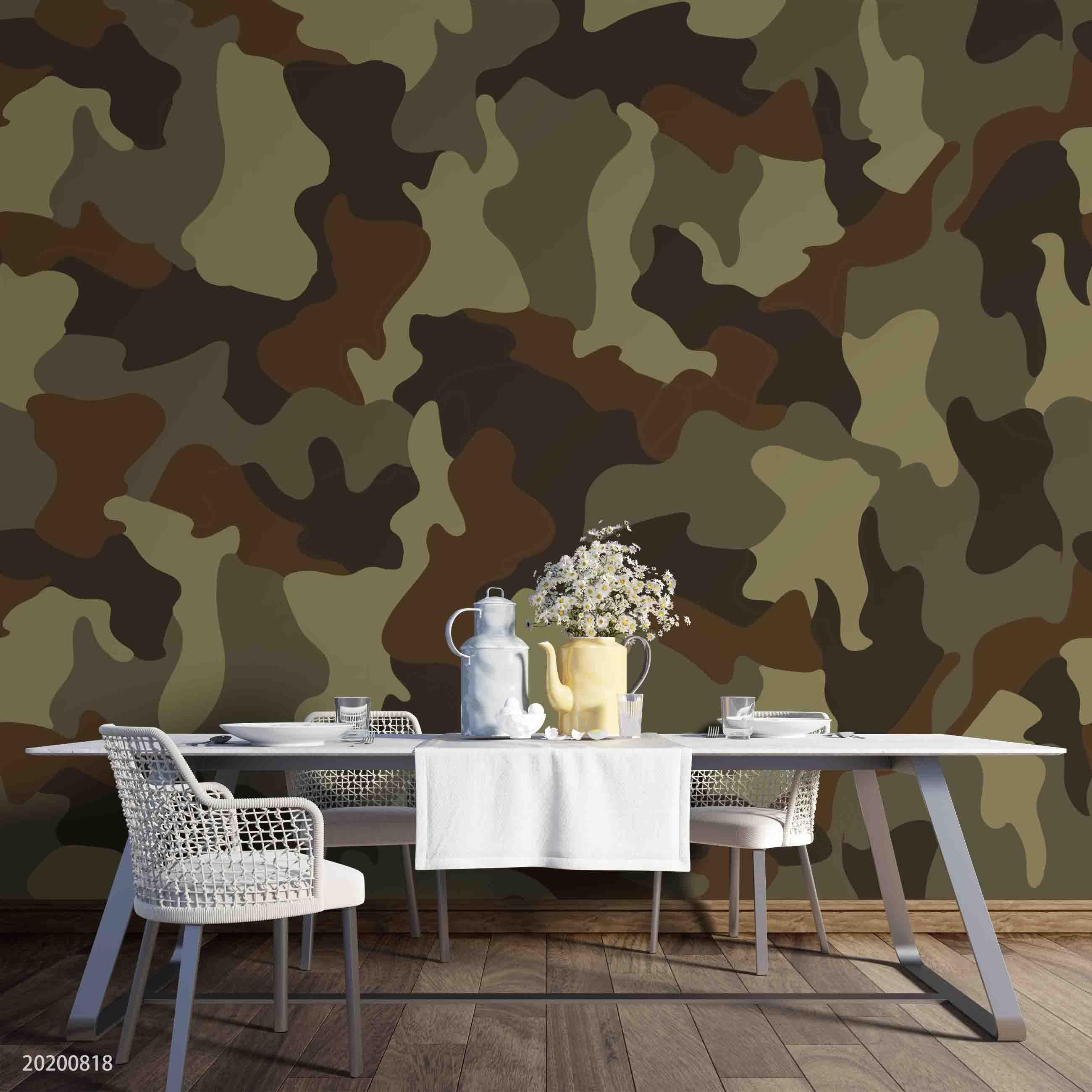 3D Vintage Camouflage Pattern Wall Mural Wallpaper LXL 1148- Jess Art Decoration