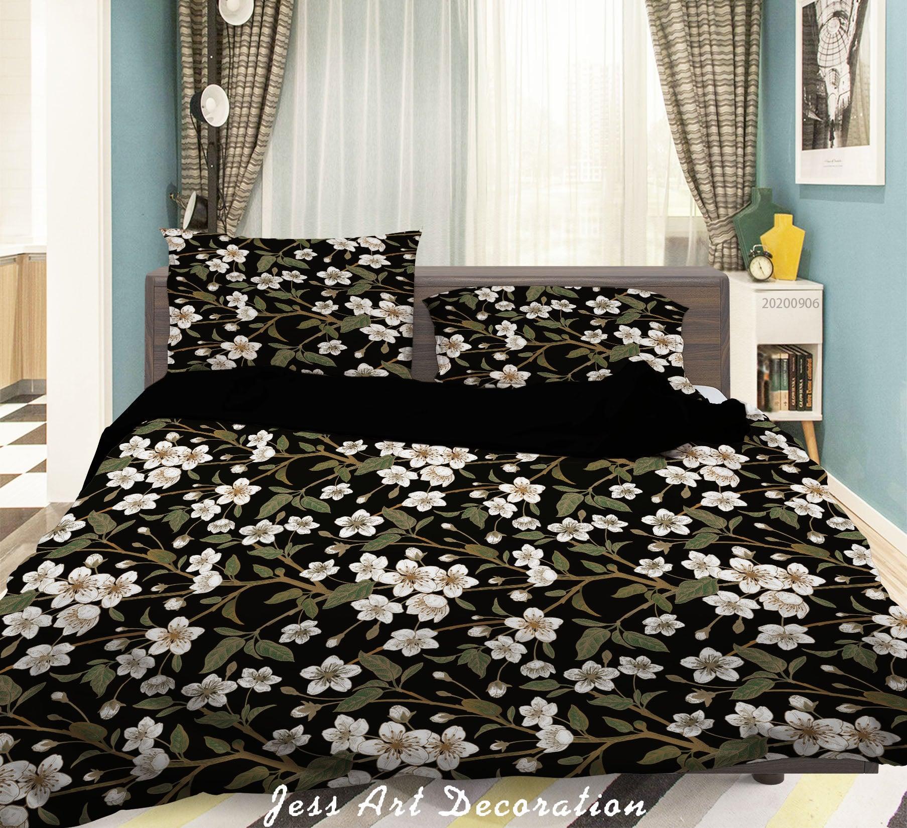 3D Vintage Leaves White Floral Pattern Quilt Cover Set Bedding Set Duvet Cover Pillowcases WJ 3652- Jess Art Decoration