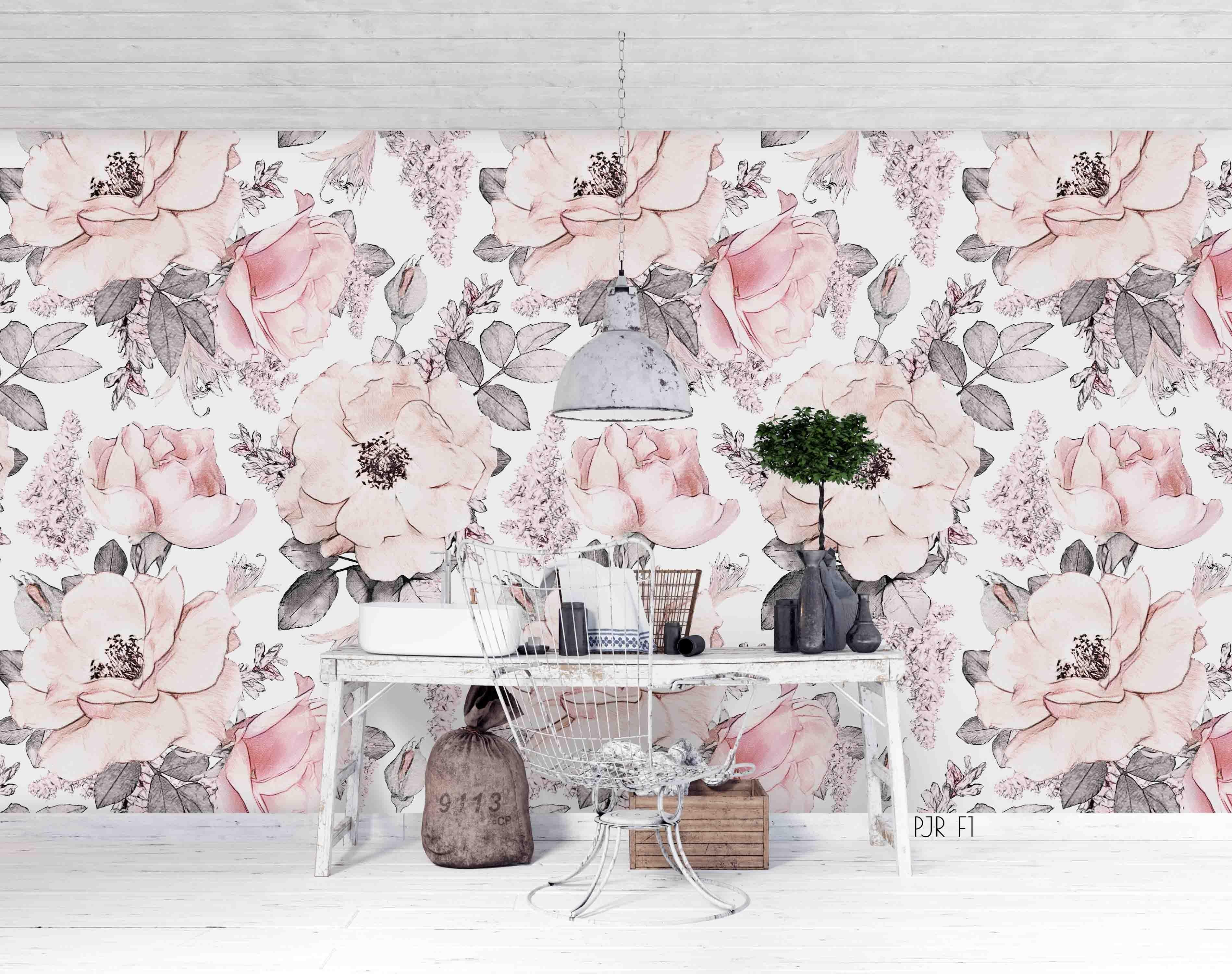 3D Pink Flowers Pattern Wall Mural Wallpaper WJ 1309- Jess Art Decoration