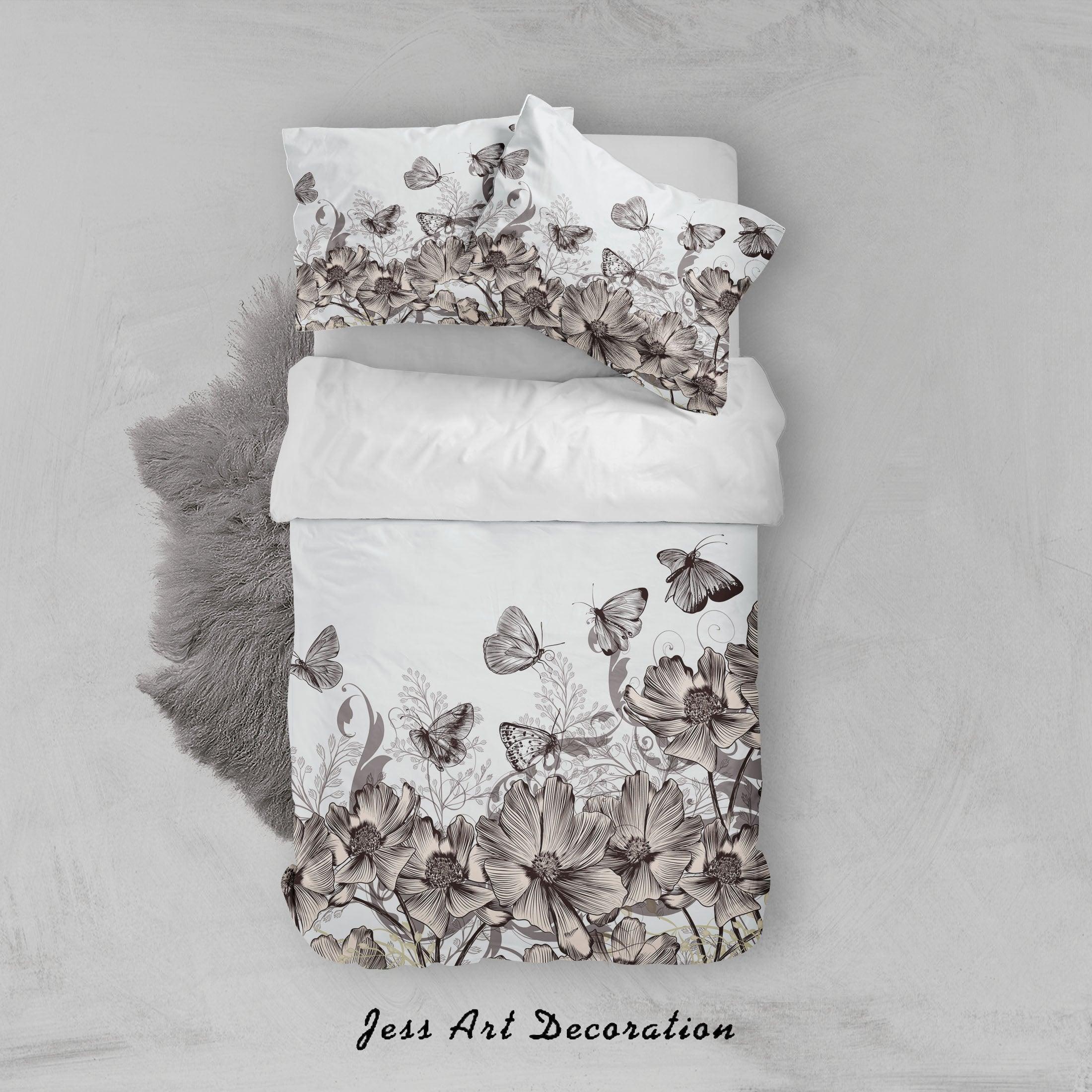 3D Floral Butterfly Quilt Cover Set Bedding Set Duvet Cover Pillowcases SF99- Jess Art Decoration