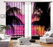 3D Sunset Sky Sea Coconut Tree Curtains and Drapes LQH 14- Jess Art Decoration
