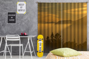 3D Green Field Big Tree Golden Sunrise Scenery Curtains and Drapes GD 2155- Jess Art Decoration