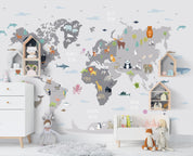 3D Cartoon Children's World Map Wall Mural Wallpaper 67- Jess Art Decoration
